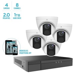 Alibi Vigilant MStar 2MP IP System - 4 x IR Turret Domes w/ 8-Channel NVR + 1TB HDD